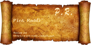 Pint Radó névjegykártya